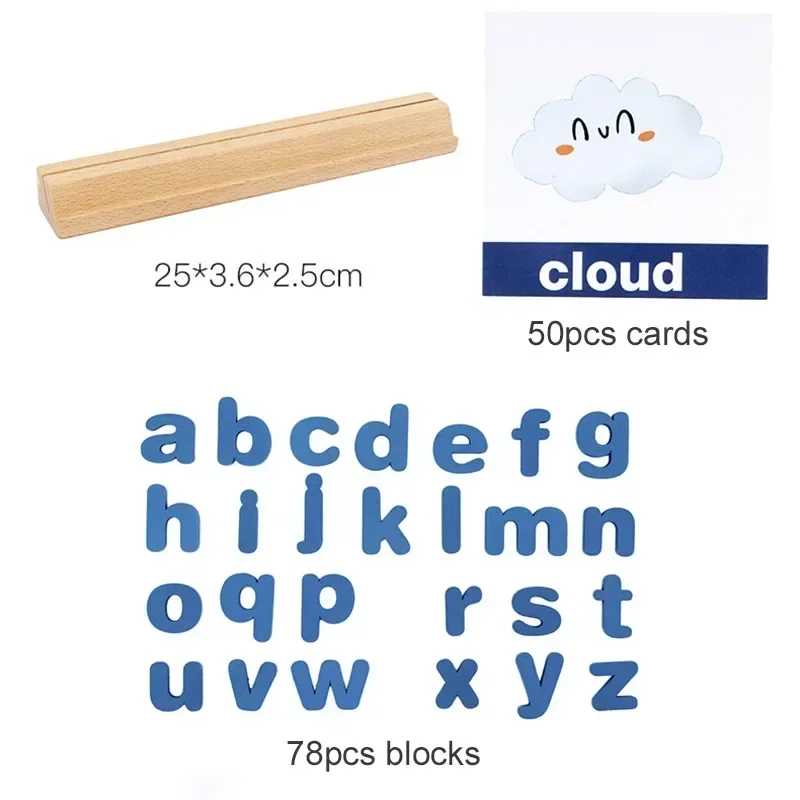 Wooden Toy Letters Match English Spelling Words Family Baby Early Education Montessori Toy Alphabet Puzzle Table Game