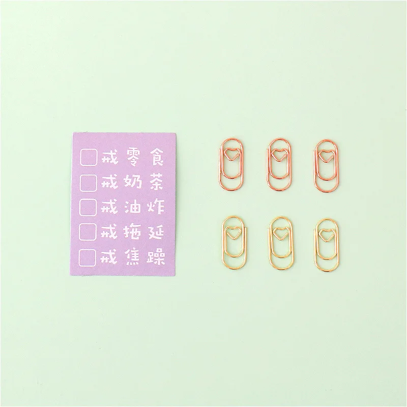 50 قطعة/الحقيبة قلب صغير وردة ذهبية لون الذهب كليب المرجعية الموثق كليب مكتب الملحقات دبابيس الورق خليط كليب