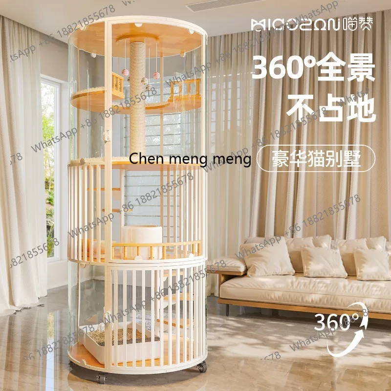 

Panoramic luxury pet villa cat cage large household indoor cat house cat toilet integrated