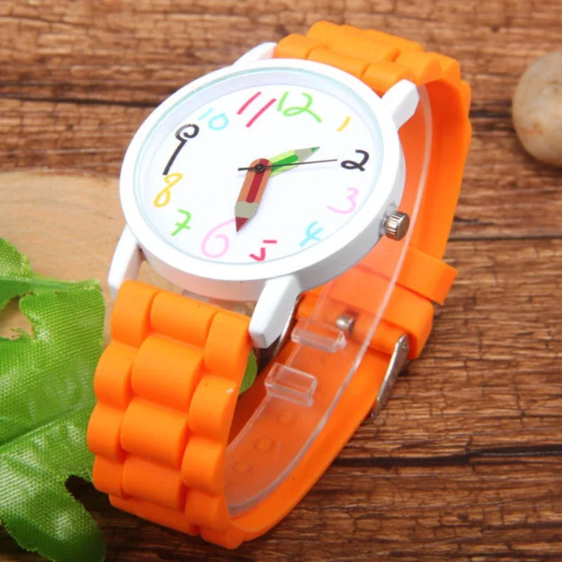 Student Jelly Siliconen Potlood Digitale Quartz Horloges Midden En Middelbare School Eenvoudige Vrijetijdssport Pointer Horloge Kinderen Horloges