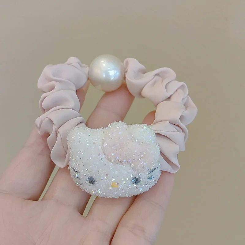 

Cute Hello Kitty Pink Pearl Hairstring Fashion Sugar Cartoon Cat Sweet Headwear High Ponytail Accessories Women's Hairbands