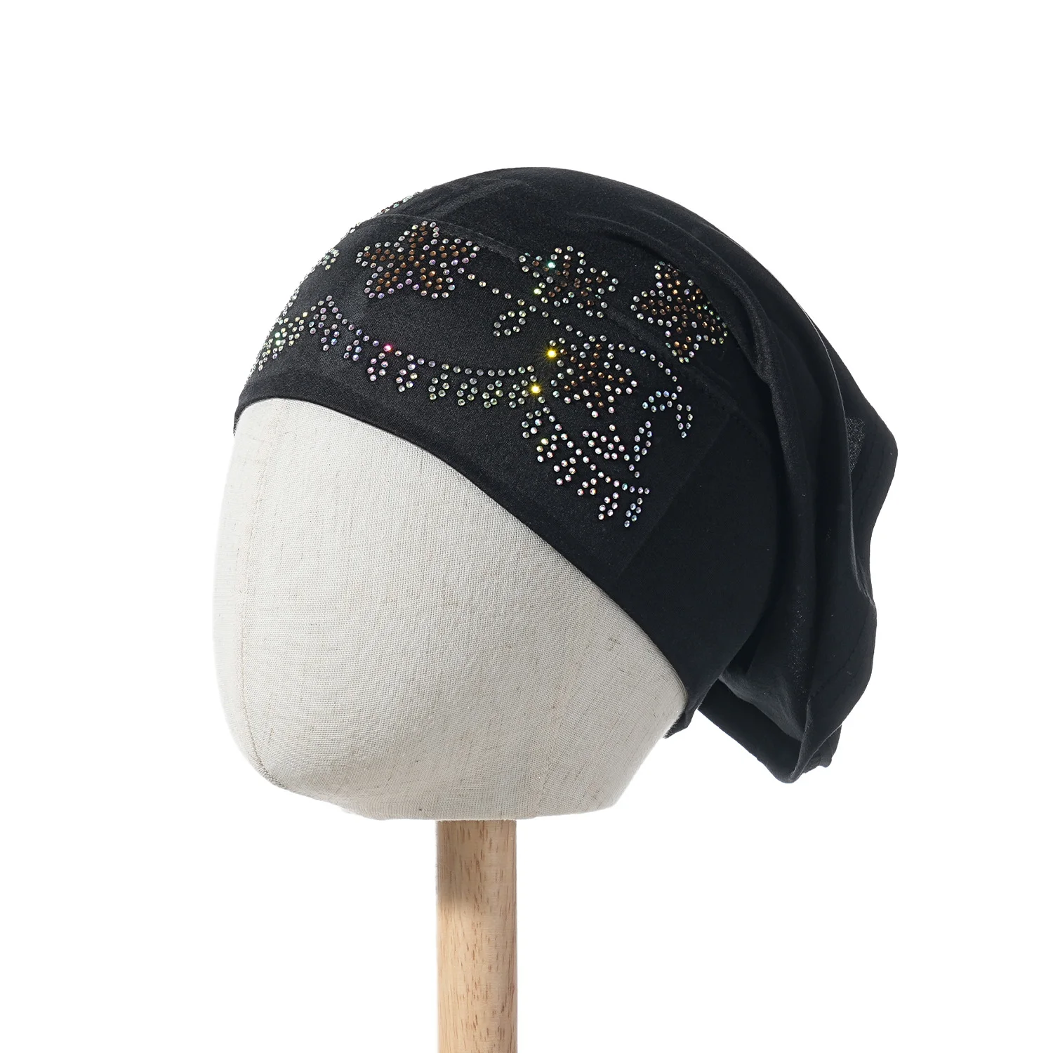 Goldene Glitzerkappen, muslimische elastische Krawatte auf der Rückseite, für Damen, funkelnder Turban, glänzende Strass-Innen-Hijabs, weiche Jersey-Unterkappen – Detail 3