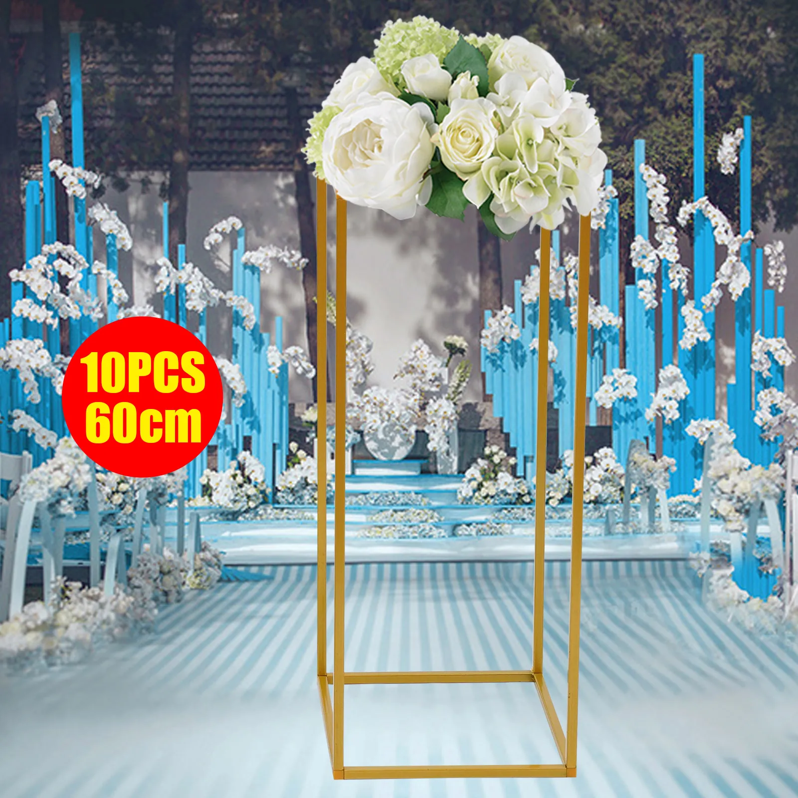 10Pcs 80cm/60cm Metal Plating Floral Decor Vase Floor Column Stand Road Lead Wedding Supply