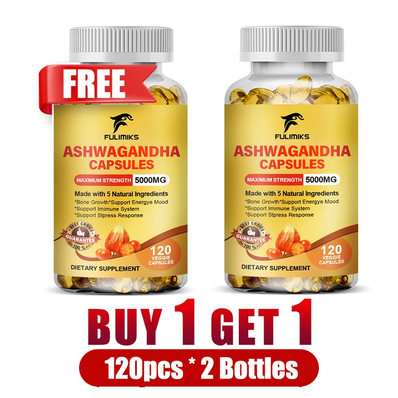 

Ashwagandha Capsules, Antioxidant, Relieves Stress, Improves Sleep, Enhances Immunity, Thyroid Support
