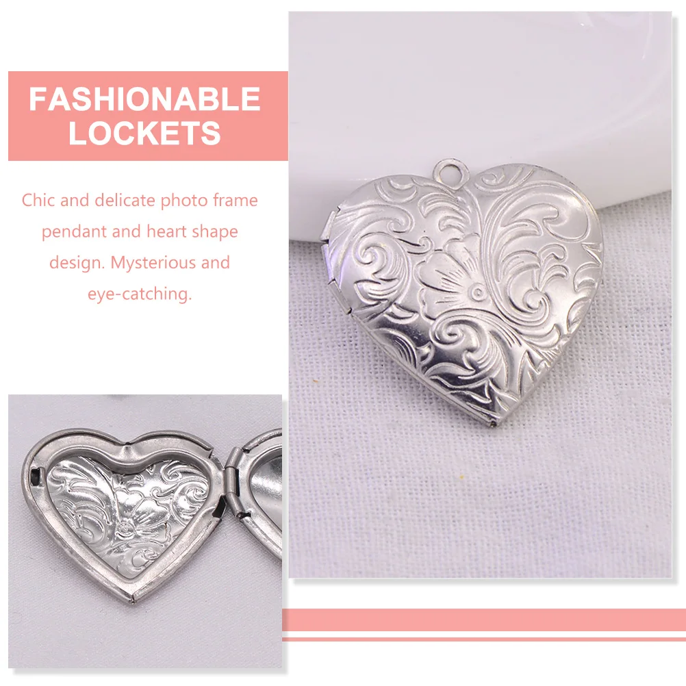 

10pcs Heart Shape Necklace Pendants Photo Frame Jewelry Gift For Women Clavicle Pendant Stainless Steel Locket Heart Shaped