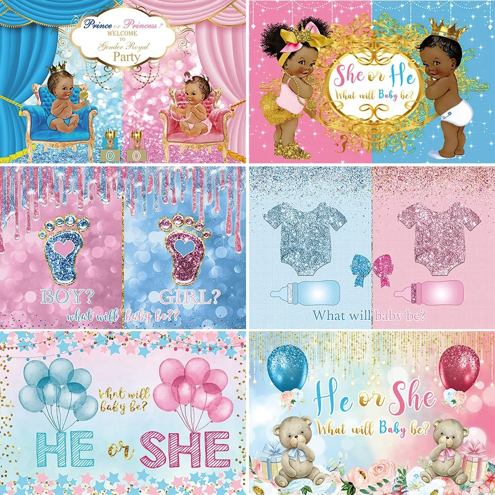 Bonvvie Baby Shower Background Balloon Gender Reveal Family Party Newborn Boy Or Girl Poster Photography Backdrop Photo Studio
