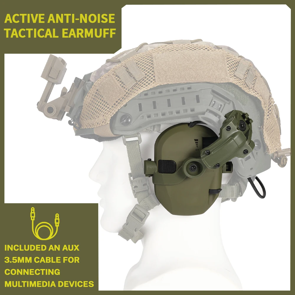 Hunting Shooting Ear Protection Safety Earmuffs Noise Reduction Slim Active Hearing Protector for Tactical Sports NRR23dB