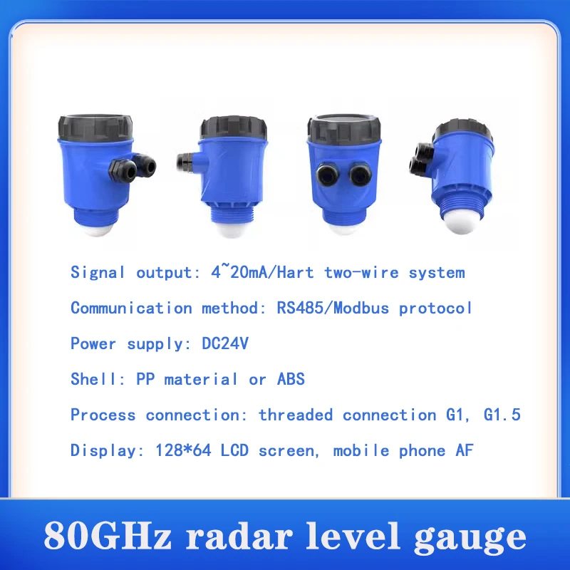 80GHz Anti-explosion Radar Level Gauge Level Meter Water Liquids Measure Sensor with Digital Display