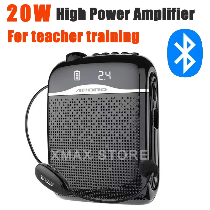 20W 2.4G/Wired  Wireless Voice Amplifier Microphone Bluetooth 5.0 SpeakerTeacher School Tour Guide Portable FM Radio Megaphone