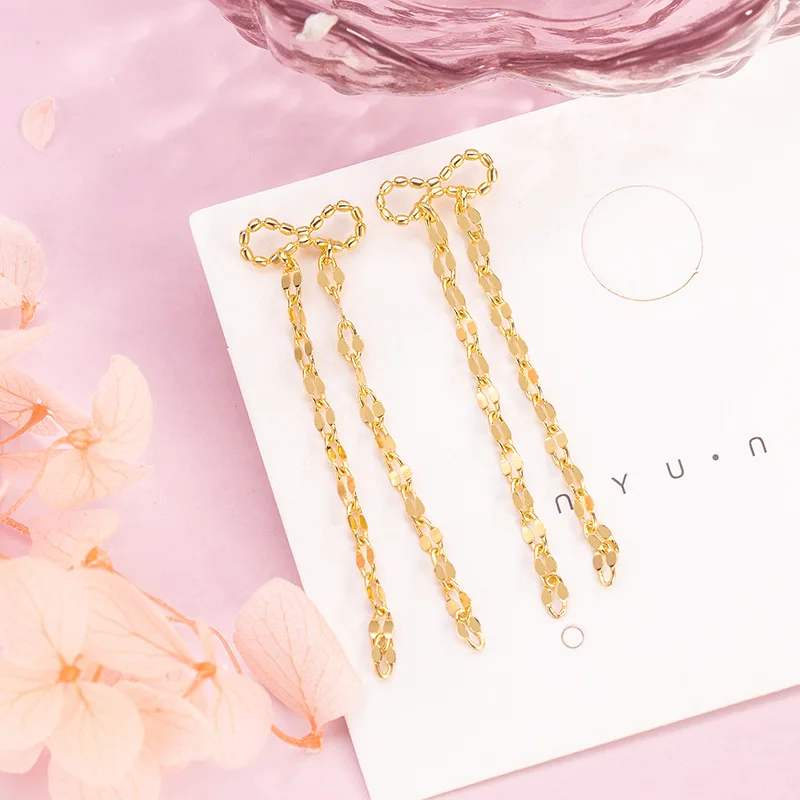 2026 Gold Tassel Earrings Minimalist Design Ladies High-End Jewelry Party Fashion Style Individuality Highlighted