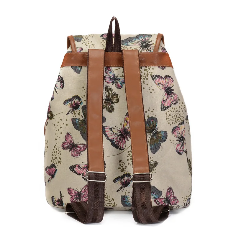 Mochila escolar de lona para mujer, bolso de viaje para ordenador portátil, libro