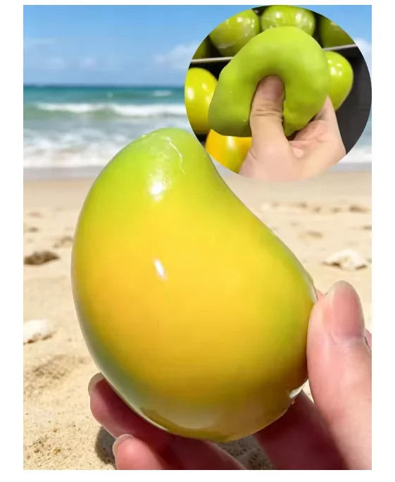 HOT! Handmade Crispy Mango Stress Ball Fidget Toy Crunchy Squeeze Ball Round Blocks Filled ASMR Anti Stress Toys for Adults