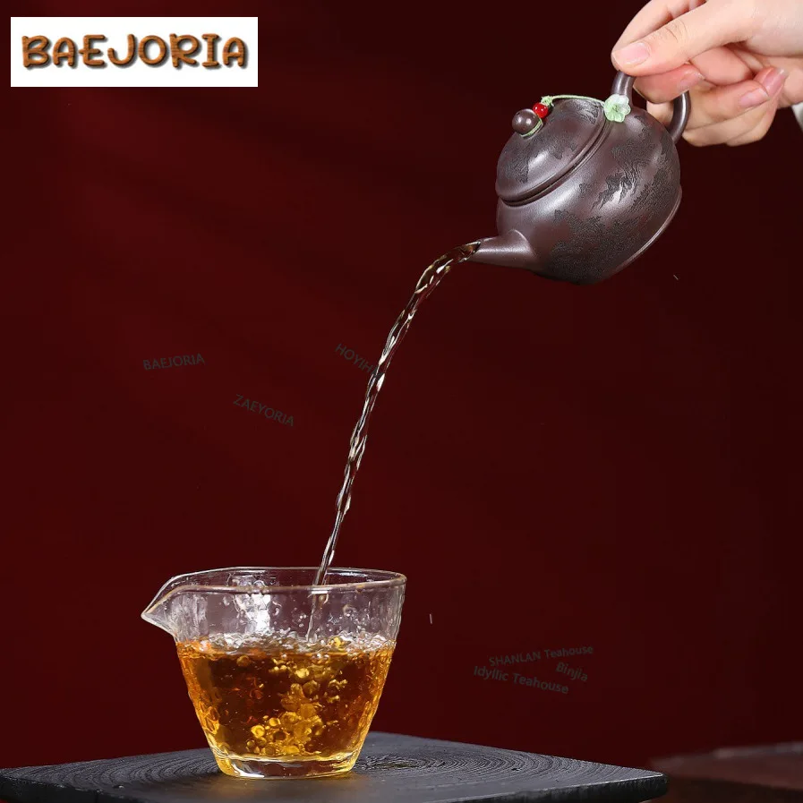 160ml High-end Yixing Purple Clay Teapots Handmade Level Pot Raw Ore Purple Mud Kettle Zisha Tea Set Collection Ornaments Craft
