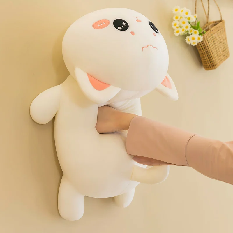 Kawaii Katze Plüsch Spielzeug Gefüllte 35cm 50cm 65cm Liegend Katze Kissen Weiß Grau Kinder Spielzeug Geburtstag Geschenk für Kinder