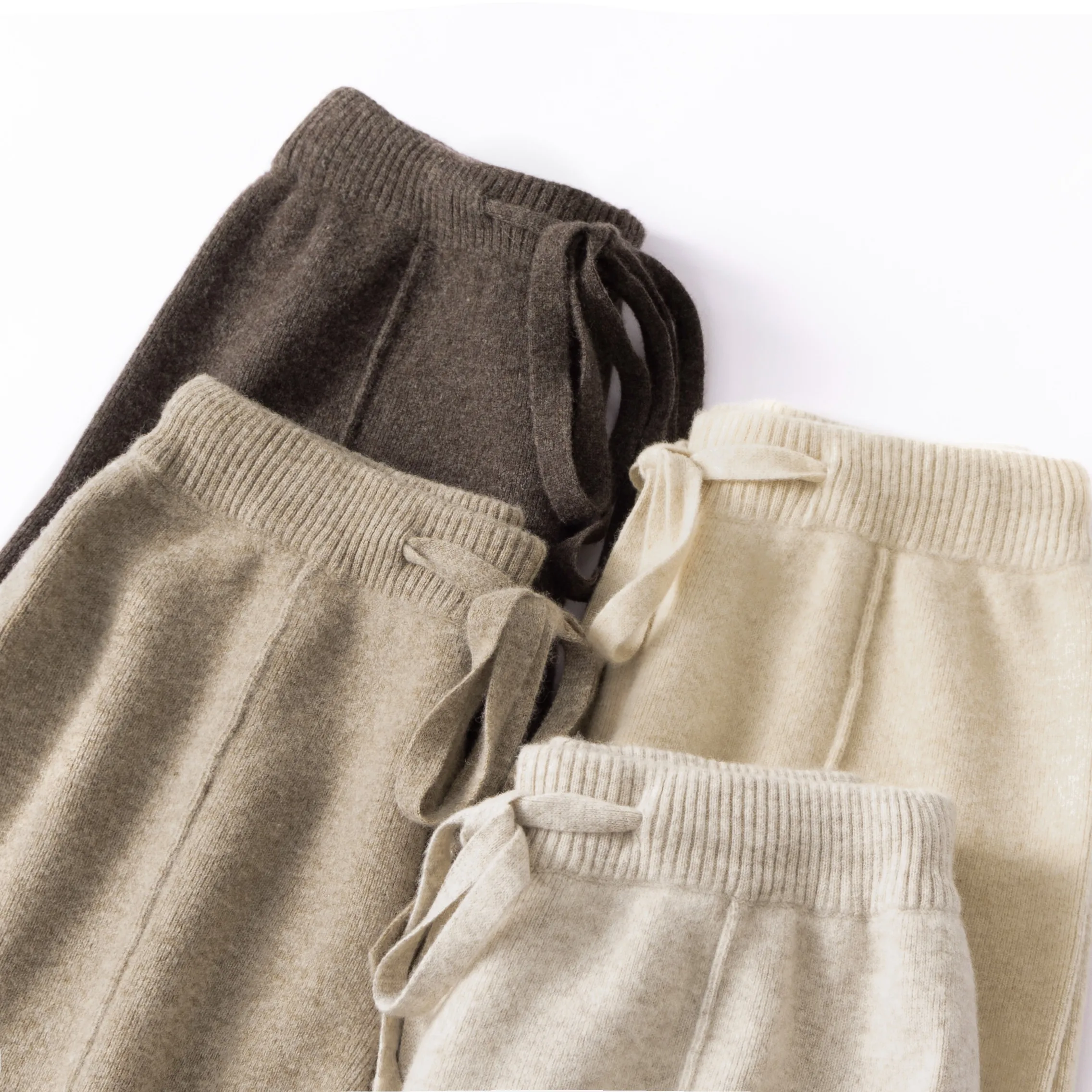 New Arrival Women High Waist Wide Leg Pants For Autumn Winter Thick Warm Solid Basic Casual Trousers 100% Merino Wool Knitwear