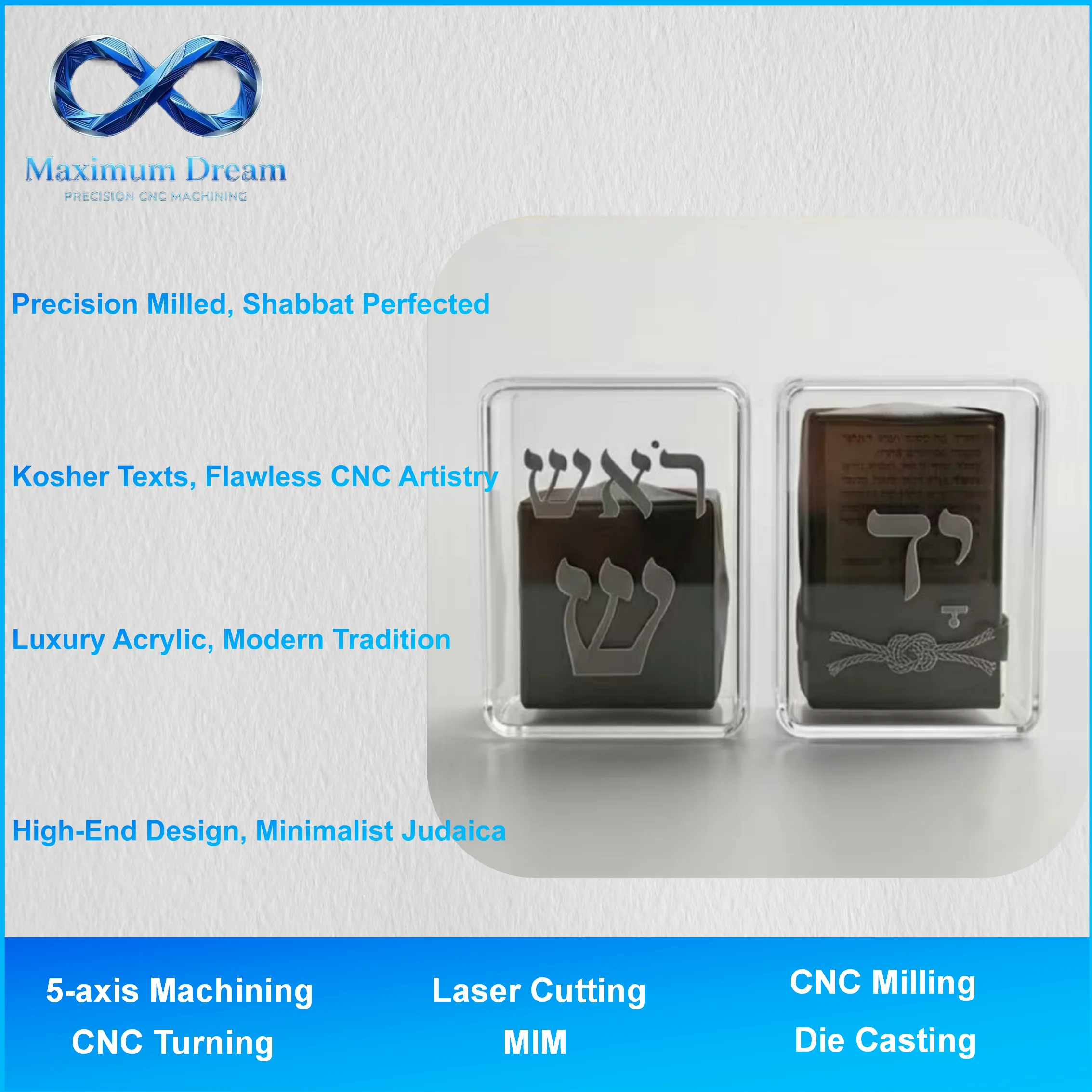 Custom CNC Machining for Acrylic Tefillin Case - Precision Interior Fit per Your Design - Factory Bespoke Judaica Fabrication