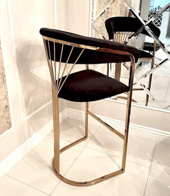 Silla de Bar moderna de lujo de acero inoxidable, tapizado de terciopelo, silla alta para mostrador, taburete de Bar para casa, Hotel, boda, 2022