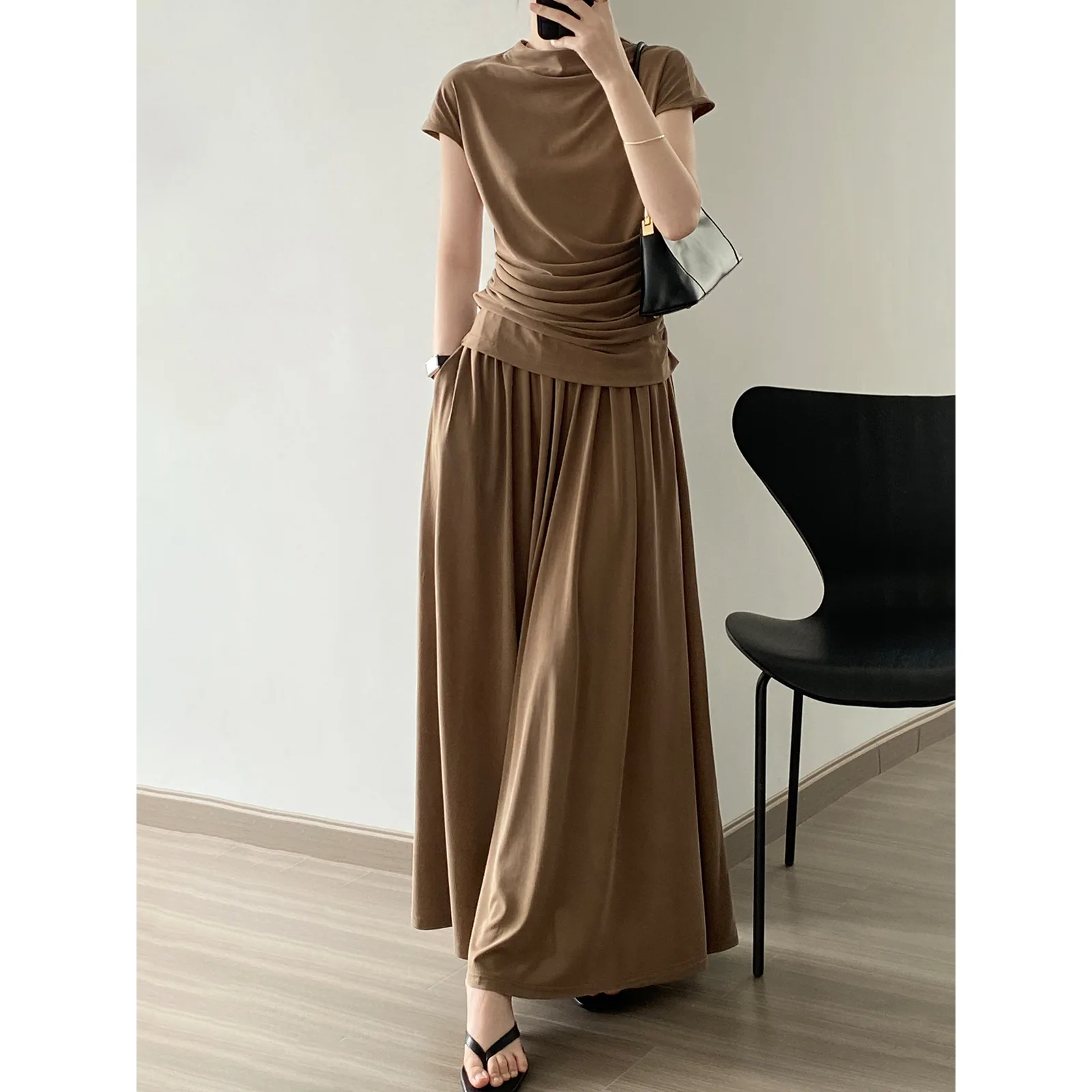 Spring Summer New 2-Piece Suits Women 2023 Elegant Short Sleeve Top & Vintage Skirt Korean Simple Skirt Suit Hot Sale