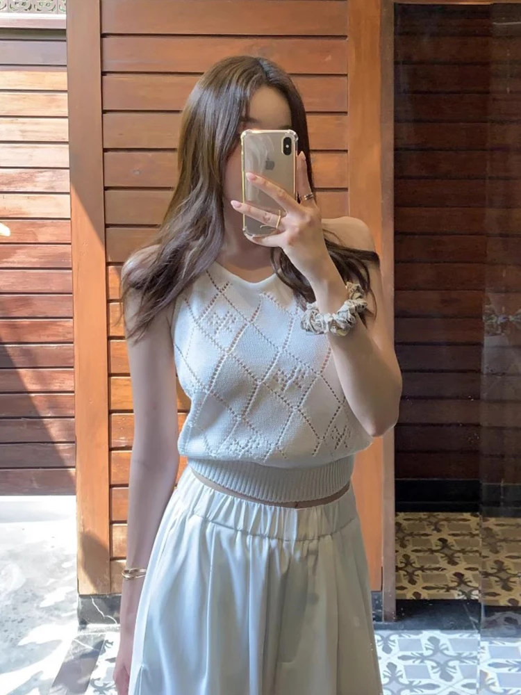 Chic ฤดูร้อนเซ็กซี่ Bal Design อเนกประสงค์ Hollow out Knot Ne Top ผู้หญิงถักเสื้อกันหนาว Casual เดินทาง Sle Slim Fit