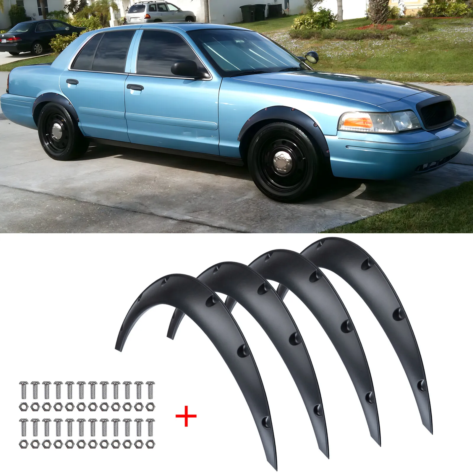 Guardabarros Flexibles de 32 Pulgadas para Ford Crown Victoria 4X, Kit de Carrocería para Pasos de Rueda