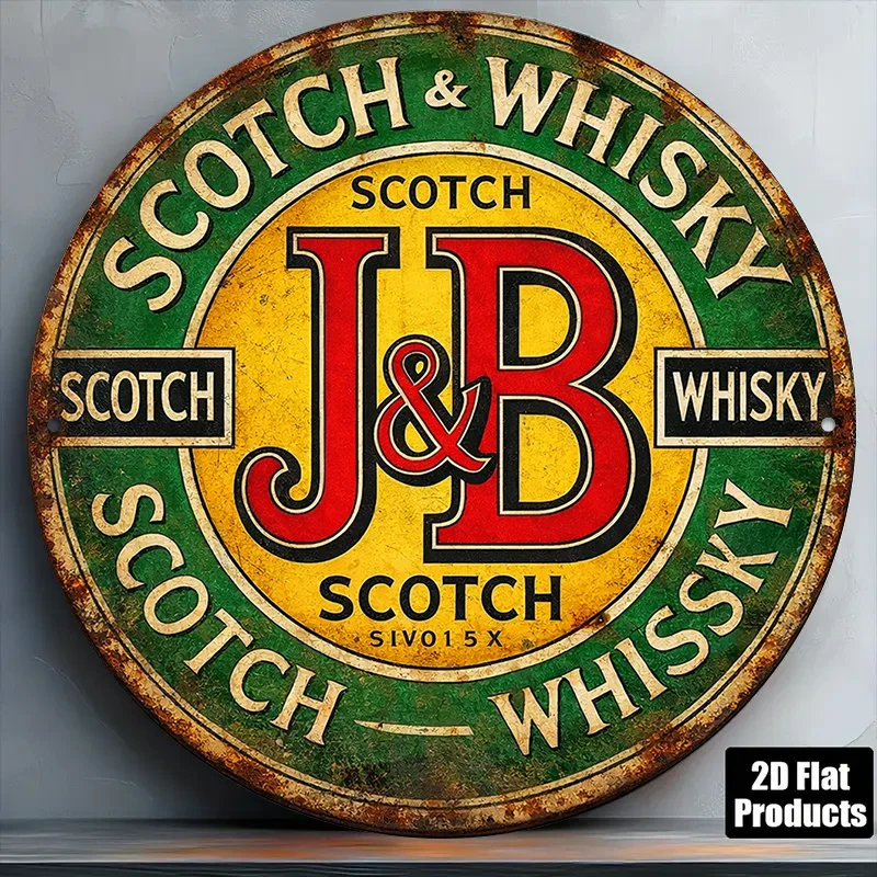 2D Flat Circular Sign, Vintage Plaque 