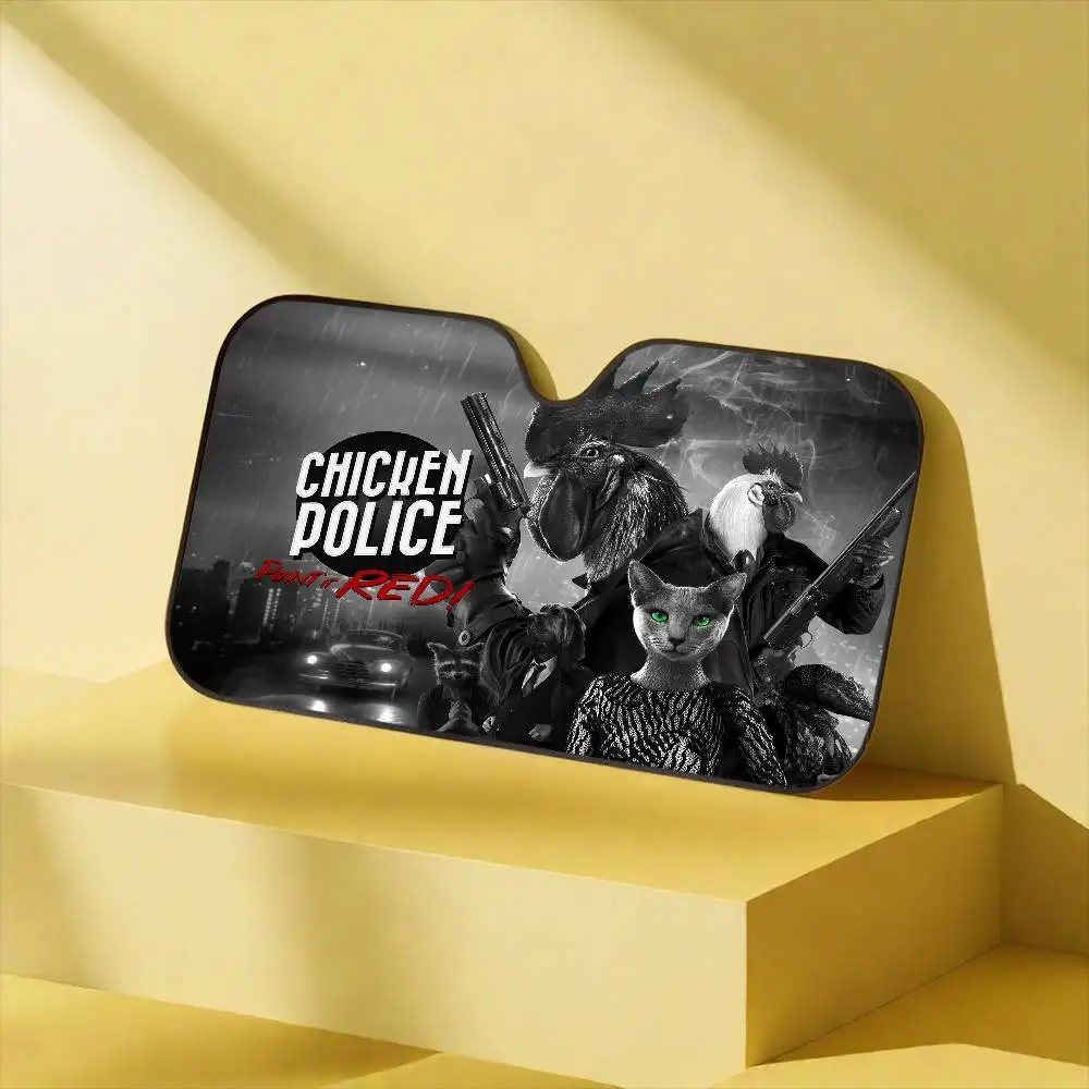 لعبة الدجاج طلاءها الأحمر مظلة السيارات الستائر الزجاج الأمامي المضادة للأشعة فوق البنفسجية حماية الجبهة الشمس الظل التبريد حامي #4