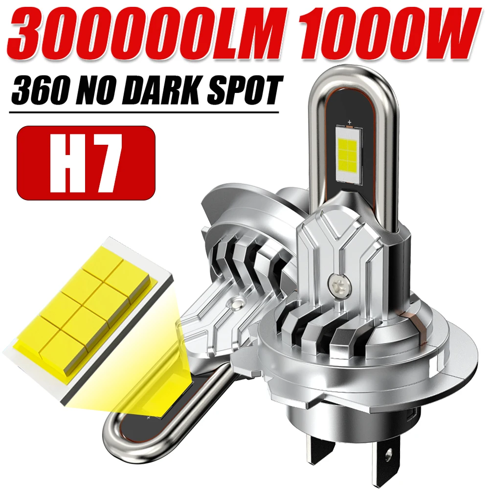 2 قطعة توربو H7 LED عالية منخفضة شعاع كشافات Canbus خطأ الحرة سيارة العلوي H7 LED CSP رقاقة مصباح قيادة السيارات 300000LM