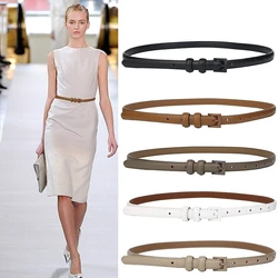 New Multicolor Design Retro Cowhide Buckle Thin Belt Literary Simplicity Joker Small Belts for Women Luxury Designer Brand