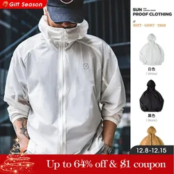 Maden Cool Breathable UPF 50+ Light Jacket Men's Sun Protection Quick Dry UV Hooded Shirts Outdoor Hiking Fishing Sunscreen Tops