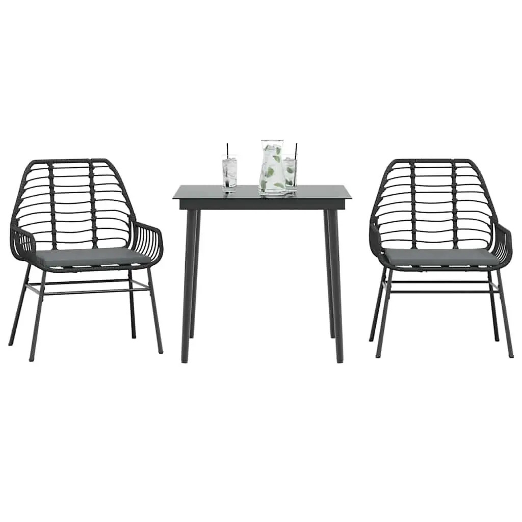 

Black Dark Grey Garden Dining Set Outdoor Furniture Stylish Modern Design Durable Seating for Patio Balcony Backyard