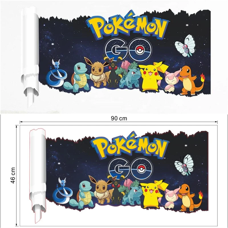 Cartoon Pokémon Pikachu Muursticker Voor Kinderkamer Woonkamer Slaapkamer Wanddecoratie Kids Cadeaus Deursticker Schattige Posters
