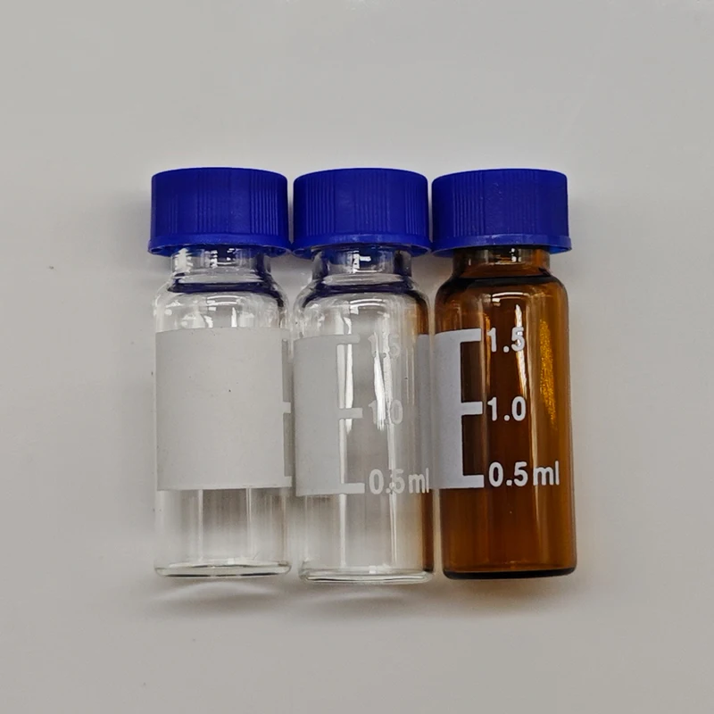 IKEME 100PCS 2ml HPLC 9-425 Clear Glass Vial Amber Bottles With Writing and Lid Laboratory Reagent Bottle