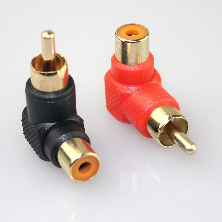 ‌5pcs Gold-Plated 90° Right Angle L-Shape RCA Male to Female Adapter - Audio/Video Connector for Speaker/Home Theater