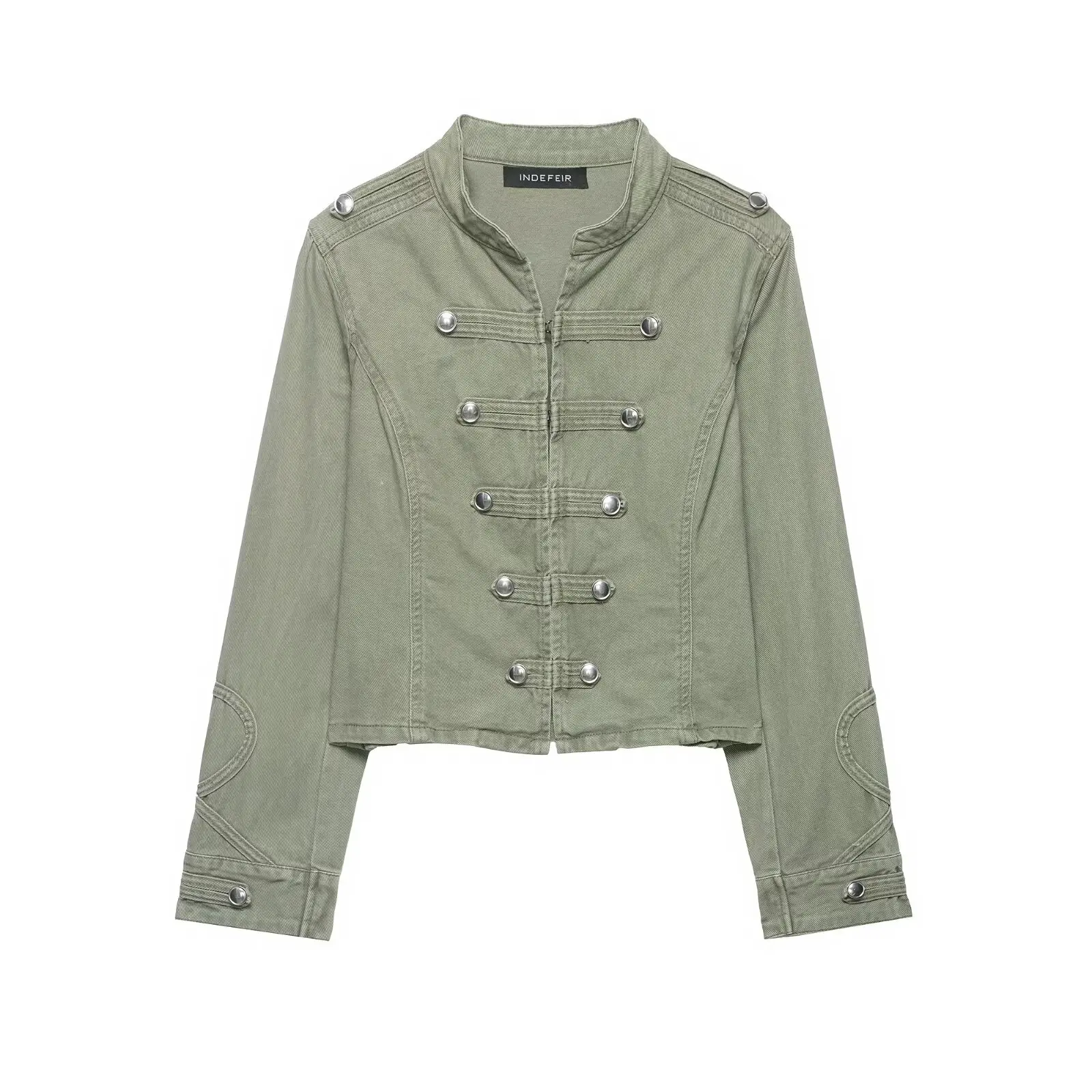 

Women Casual Chic Sleeve cuff embellishment with fitted coat Women Jackets Long Sleeve Short Coats Fashion 2026 Spring Summer