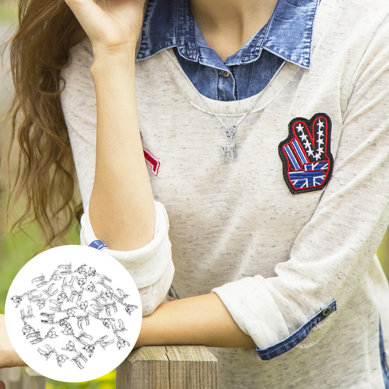 

20 Pcs Necklace Deer Pendant Christmas Charms Bracelets Animal Pendants Accessories Craft Crafting Silver Tree Stag