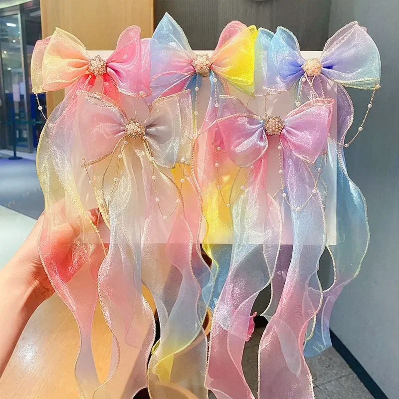 Accesorios para niños, pasador para el pelo, lazo de arcoíris, horquilla trenzada, tocado, cola de caballo de princesa, pinza para el pelo, accesorios para el cabello para niñas