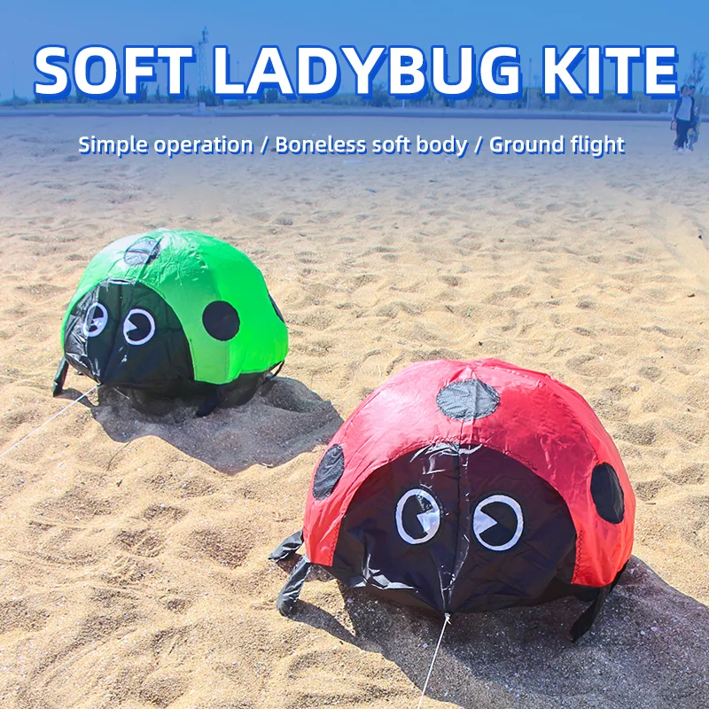 Cerf-volant coccinelle amusant en plein air, cerf-volant doux pour enfants, peut marcher pas volant, jouets d'extérieur en Nylon Ripstop, cerf-volant Animal, cerf-volant d'insecte