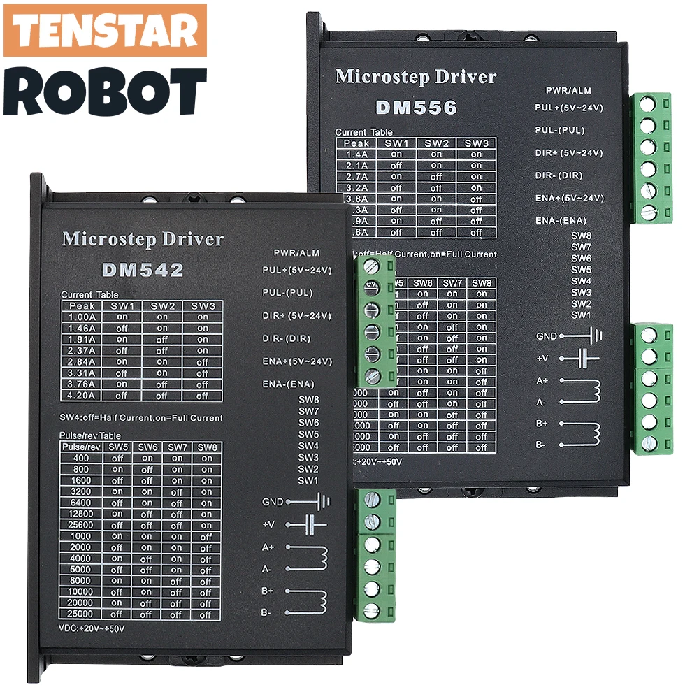 Sterownik silnika Microstep DM542 DM556 Nadaje się do silnika krokowego 42 57 Nema17 Nema23 Napięcie zasilania 20-50 V DC 1-5,6 A