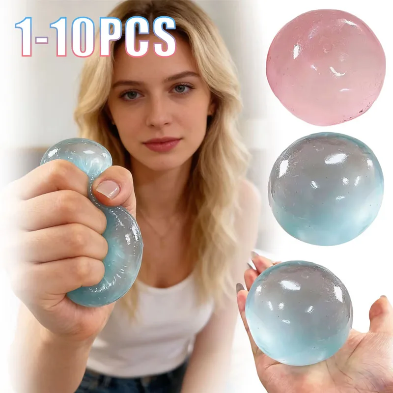 1-10pcs Coconut Oil Transparent Squishy Ball Sticky Chewy Handmade Stress Reliever for Adult Fidget Sensory Desk Office Use