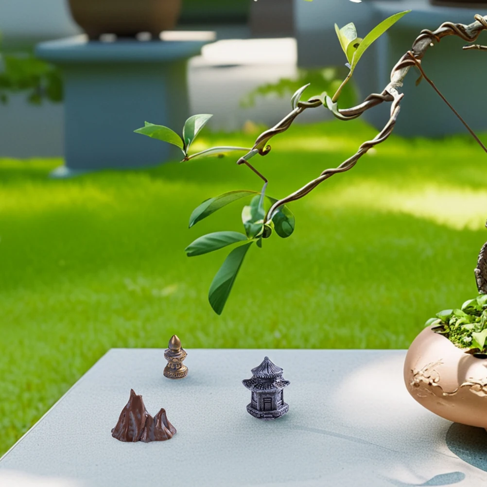 

12pcs Miniature Rockery Decorations Micro Bonsai Resin Fake Figurines Zen Garden Mountain Statues For Terrarium Ornament