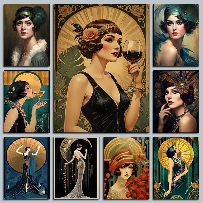 Vintage Fashion Prints For Wall - Vintage Flapper Girl Poster 1920's Fashion