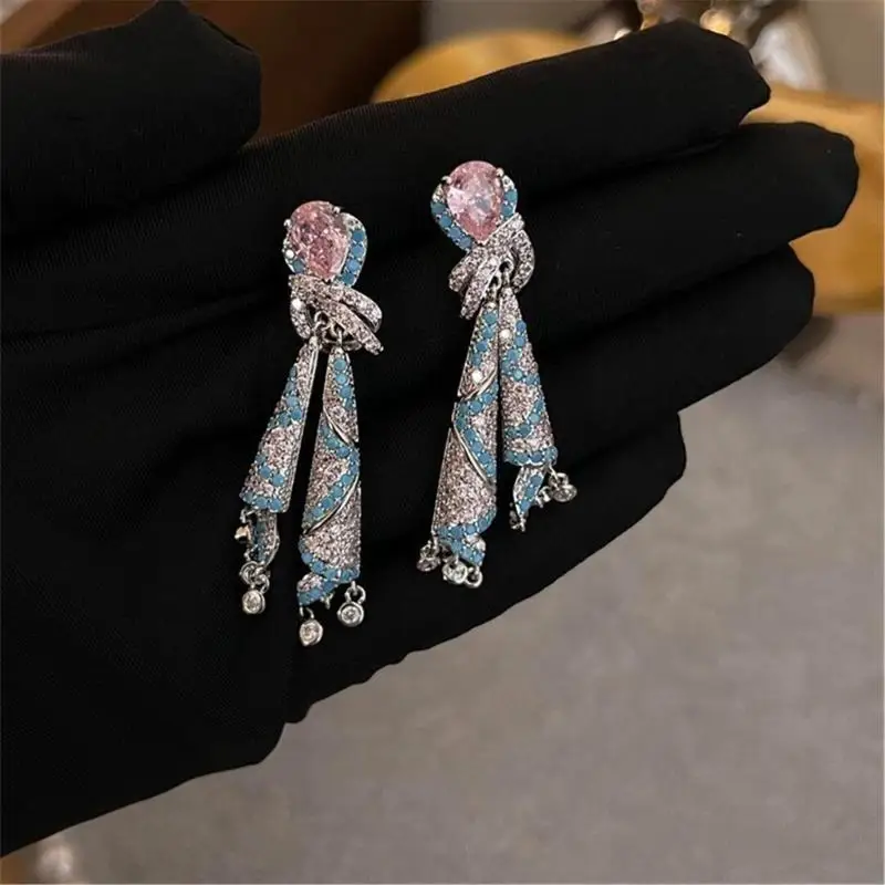 A52E Trendy Ribbon Earrings Comfortable Earrings Colorful Ear Studs Alloy Texture Suitable for Youthful Fashion Enthusiasts