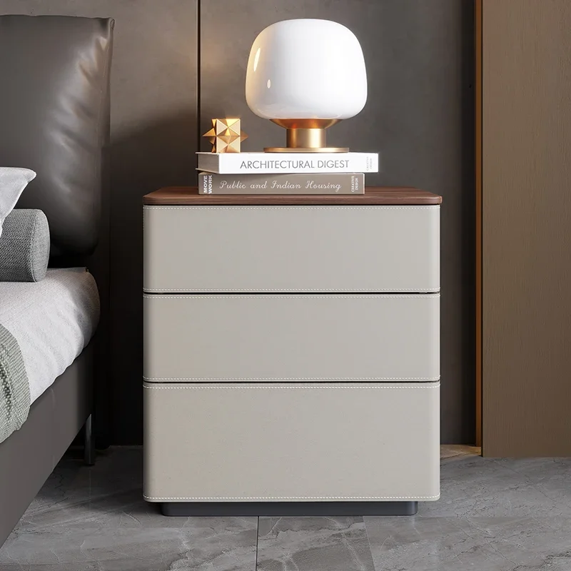 

Cream wind high bedside table household small apartment bedroom bedside solid wood storage side cabinet