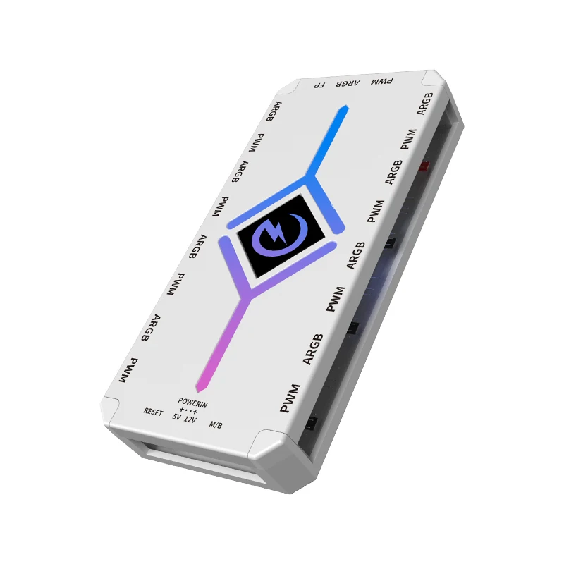 قطار الطاقة ARGB محور PWM 2 في 1 مفتاح مروحة الهيكل 1 سحب 8 التحكم في درجة الحرارة التحكم في السرعة Shenlight المزامن