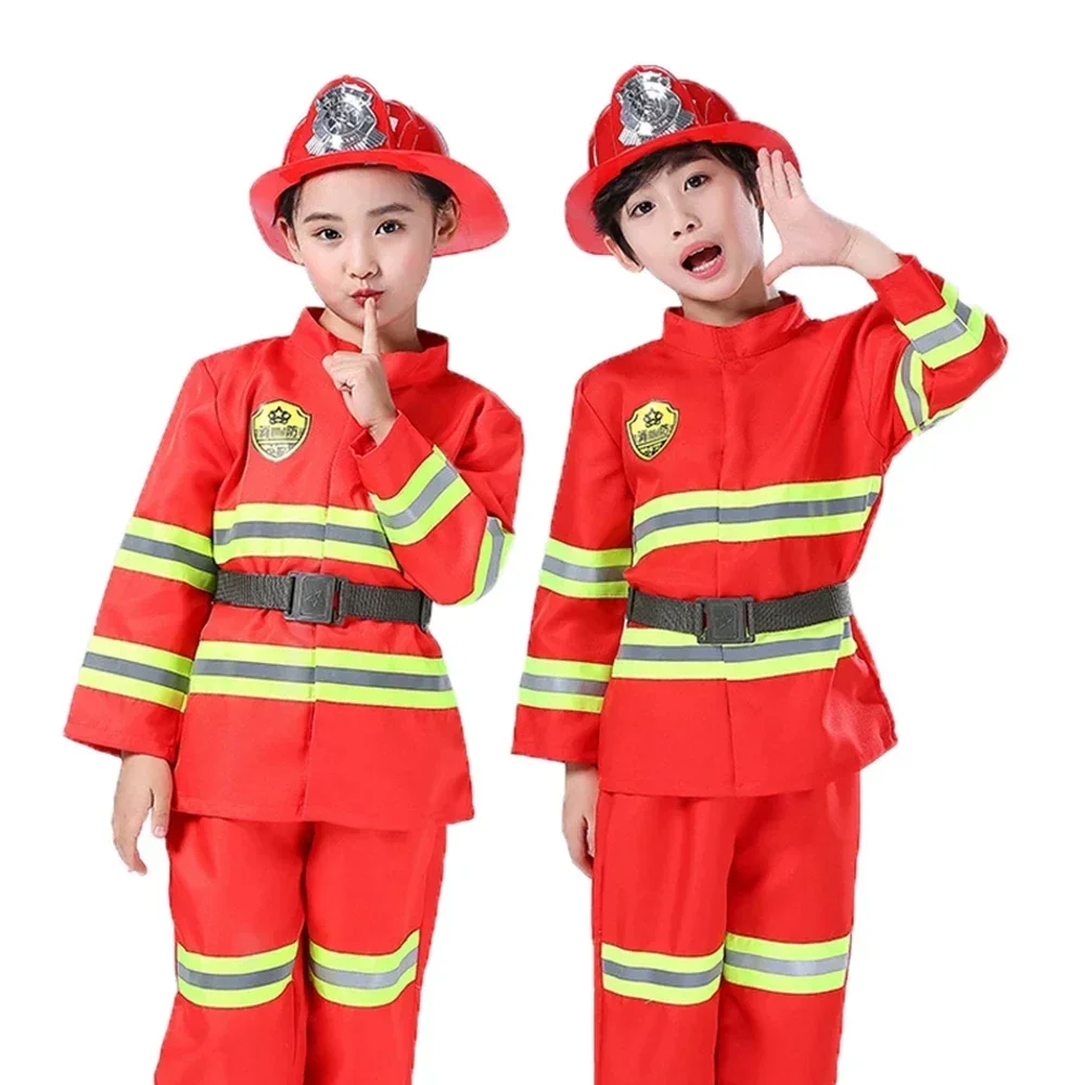 Halloween Kids Firefighter Uniform Children Sam Fireman Role Work Clothing Suit Boy Kids Cosplay Costume Party Costume Gift view 2
