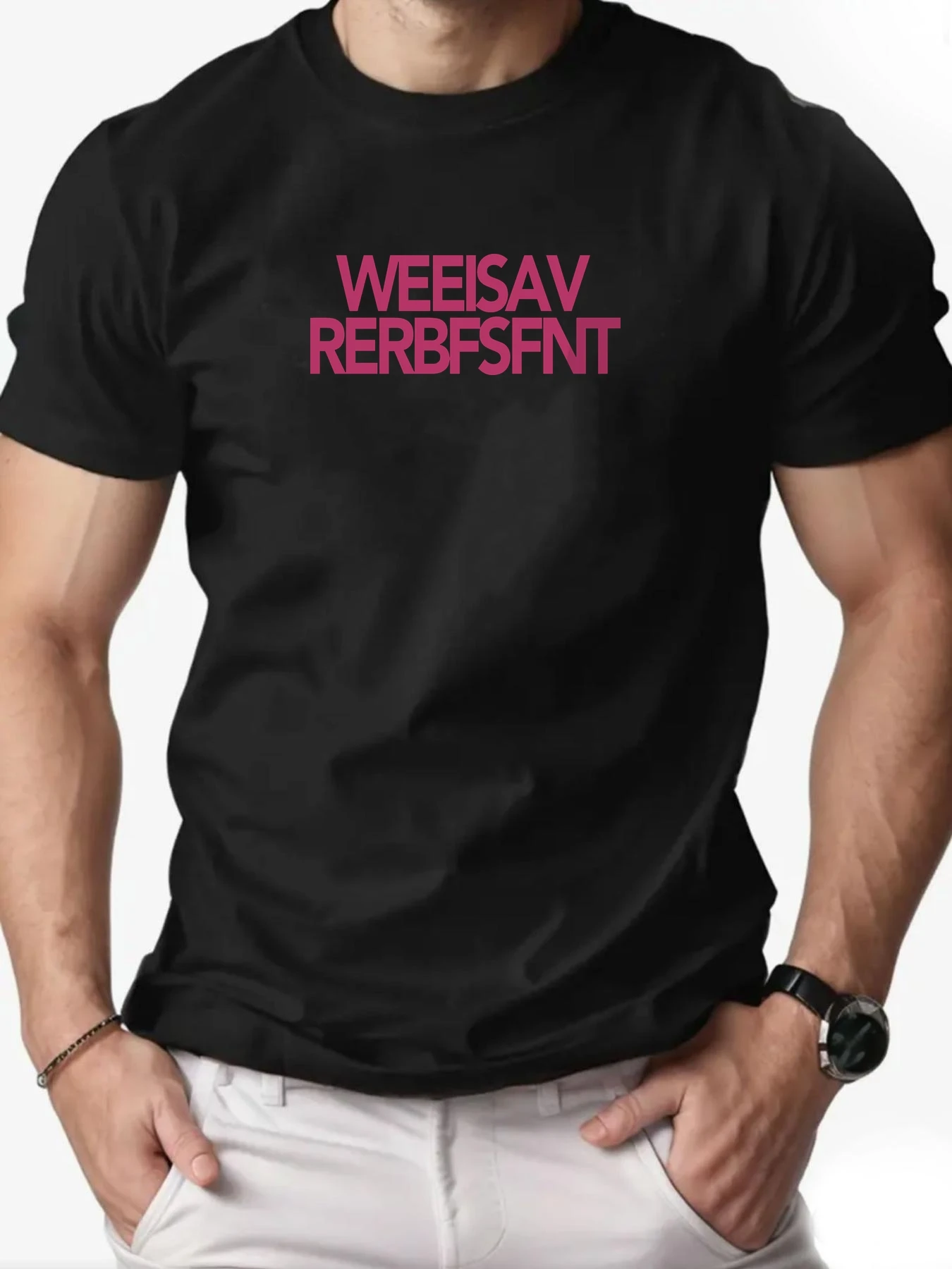 

Men's cotton T-shirt, WEEISAV RERBFSFNT summer round neck short sleeve graphic breathable fashion casual T-shirt
