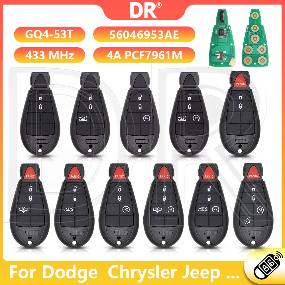 DR3 4A PCF7961M Chip 433MHz GQ4-53T 56046953AE Car Remote Key For Dodge RAM Jeep Cherokee Sport KL Chrysler Town&Country 2011+