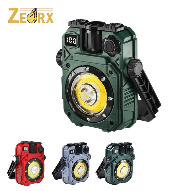 

Portable Camping Light Rechargeable Flashlight Torch with Solar Charging, Outdoor Emergencies Work Light Adjustable Brightness