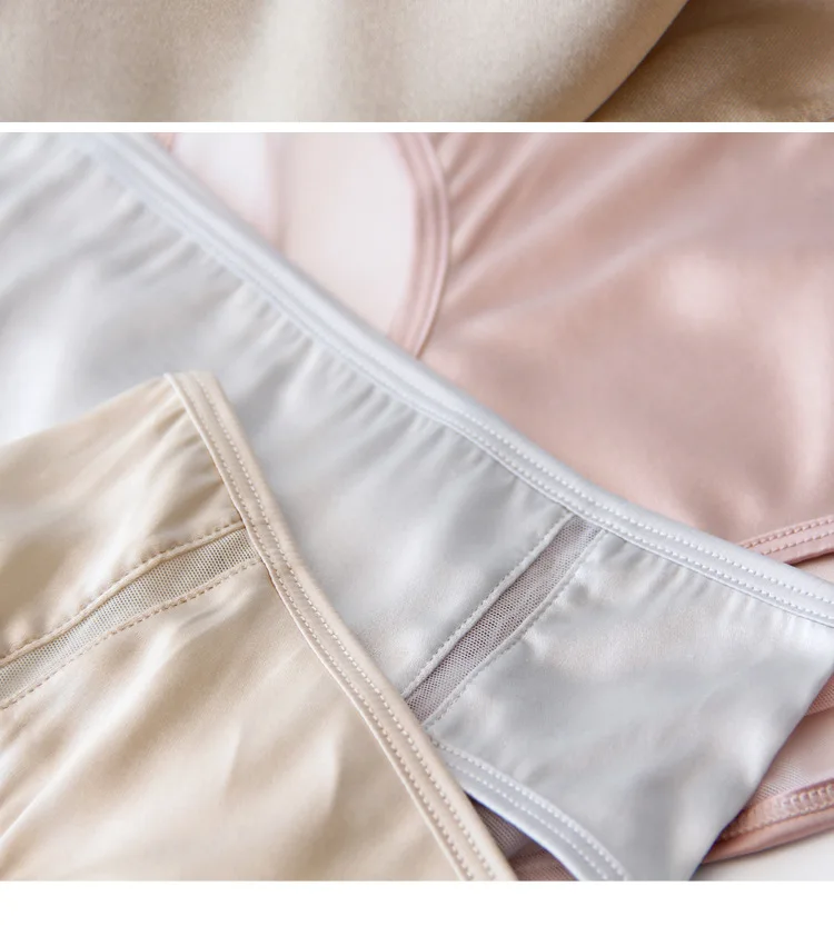 Birdtree 6A 19MM 93.8% Silk Briefs Women Mid Rise Stretch Plain Crepe Satin Comfortable Lace Breathable Panties P3N011QD