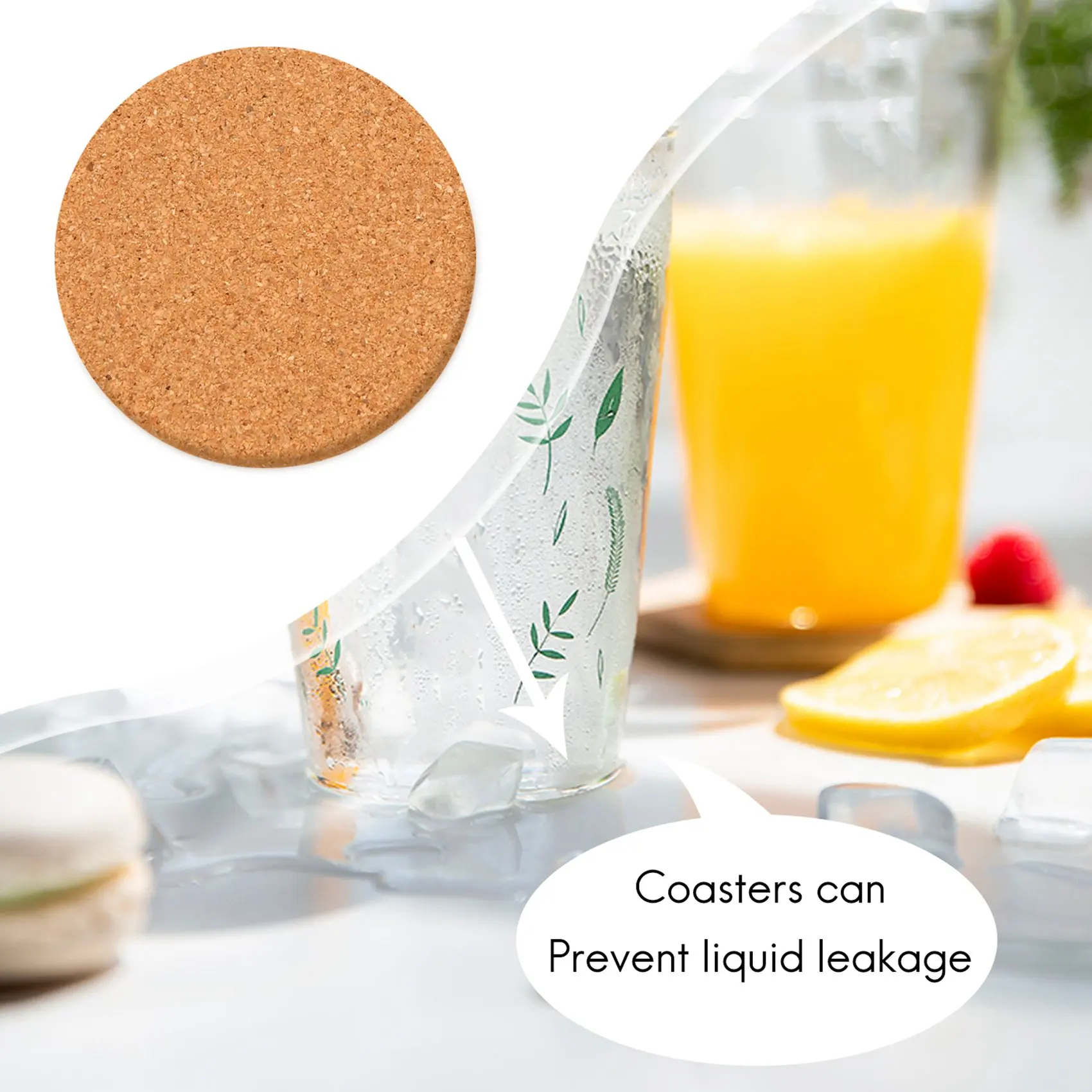 [Value Pack]Pack of 12 Absorbent Cork Coasters with Holder, Heat-Resistant Cup Mat Set,Reusable Round Drink Coaster Fits for Mug